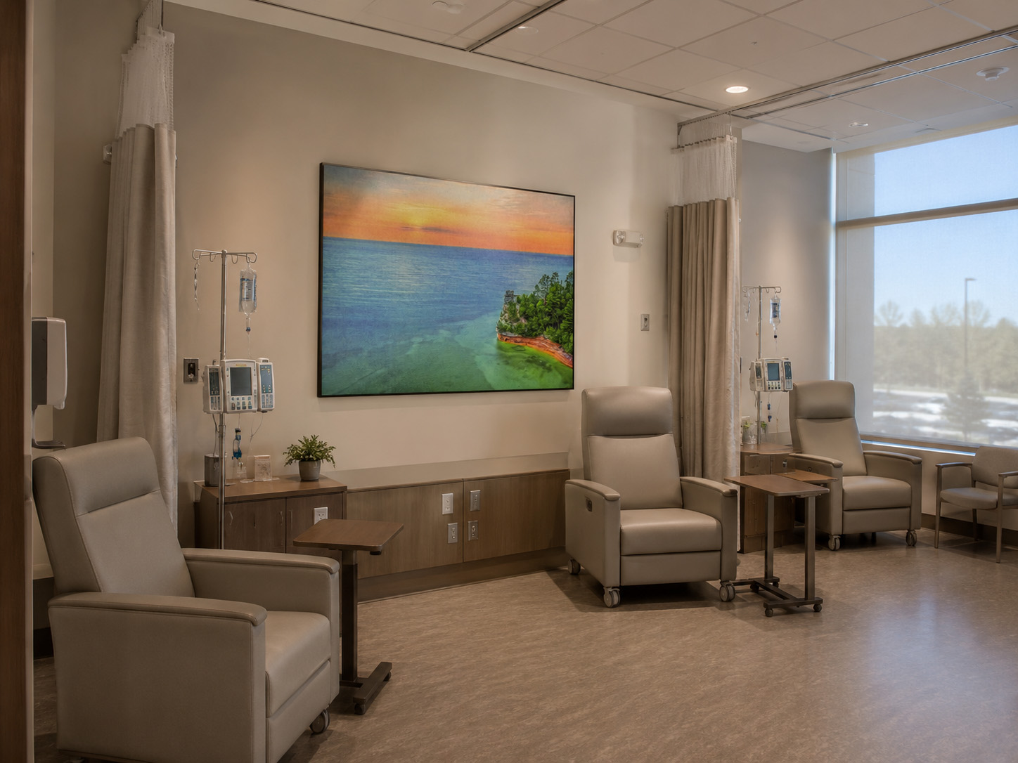 Miners Castle landscape photography installed in healthcare infusion room